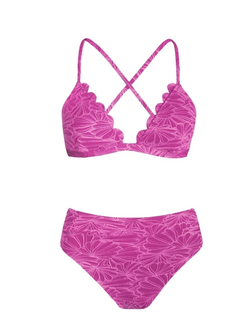 CUPSHE Bikini Set for Women Bathing Suit High Waisted Scalloped V Neck. NEW! - Picture 10 of 11